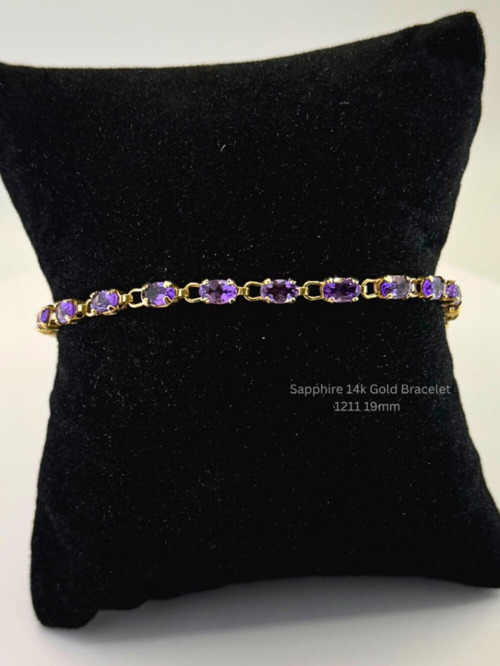 Vintage 14K Solid Gold Sapphire Tennis Bracelet 7"